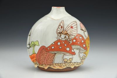 Mushroom Moth Flat Vase