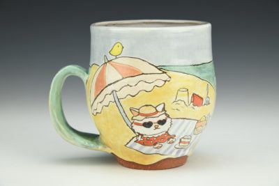 Kitty Cat Beach Day Mug
