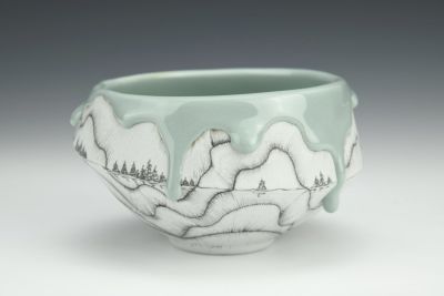 Green and Gray Treeline Dessert Bowl