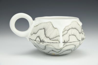 Medium Treeline Mug with Gray and Gold
