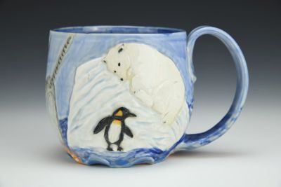 Arctic Mug with Polar bear, Penguin, Narwhals, and Octopus