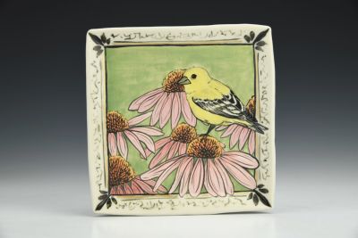 American Goldfinch with Coneflowers