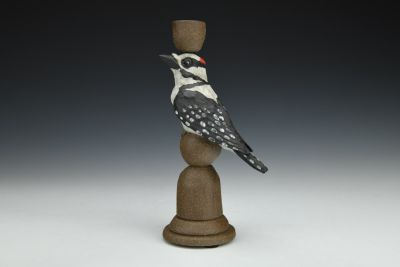 Downy Woodpecker Candlestick