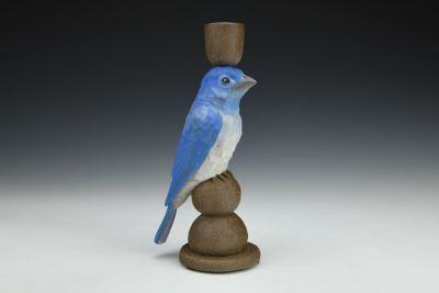 Mountain Bluebird Candlestick
