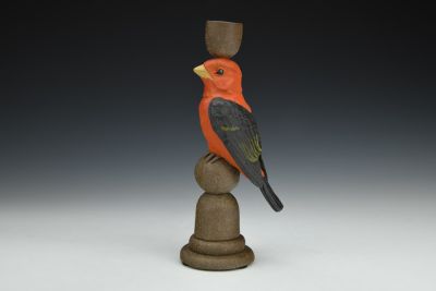 Scarlet Tanager Candlestick