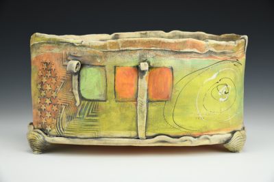 Green/Orange Oval Pot