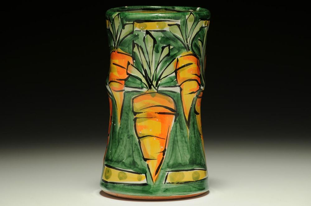 Green Vase with Carrots
