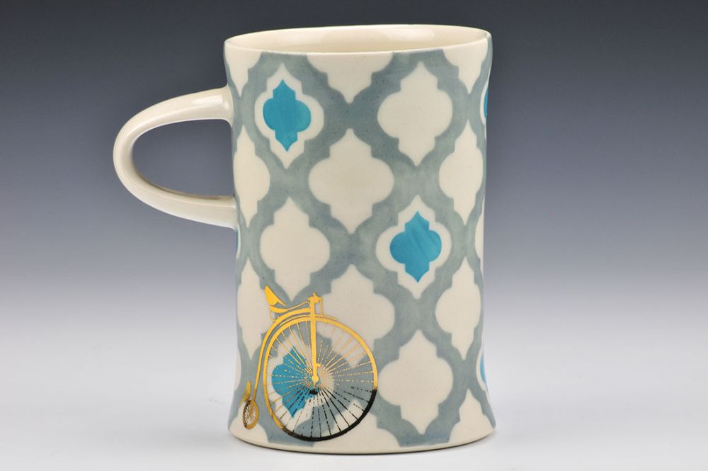 Moroccan Tile Mug with Penny Farthing