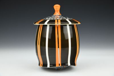 Black and Orange Striped Jar