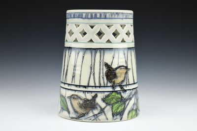 Wrens Pierced Oval Vase