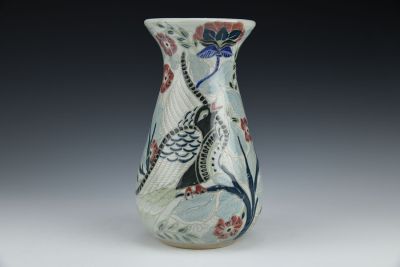 Sgraffito Bird Vase