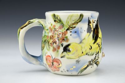 Goldfinch with Milkweed and Butterfly Mug