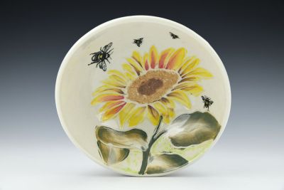 Sunflower and Bees: Medium Bowl