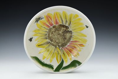 Sunflower and Bees: Large Bowl