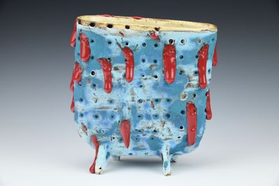 Turquoise/Red Gloop Vase