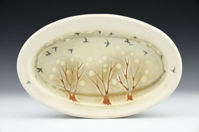 Small Oval Platter with Murmurations