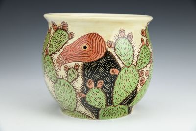 Turkey Vulture and Prickly Pear Planter