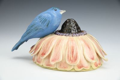 Flower and Feathers - Homage to Indigo Bunting