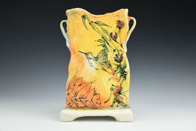 Hummingbirds and Foliage Vase