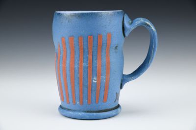Blue Mug with Red Stripes