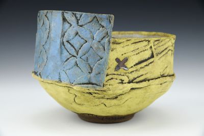 Blue Sided Yellow Bowl