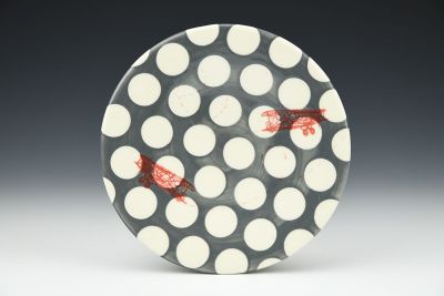 Stormy Skies Plate with Polka Dots