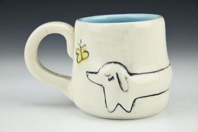 Long Dog Mug with Yellow Butterfly