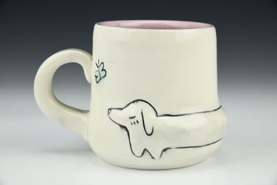 Long Dog Mug with Blue Butterfly