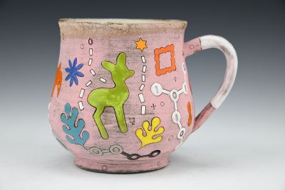 Pink Potbelly Cup with Deer Motif