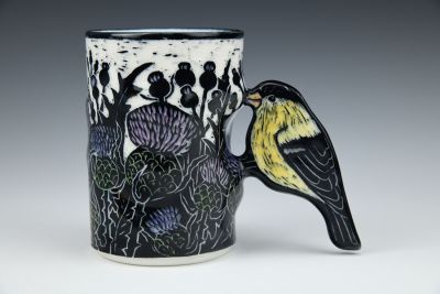Gold Finch Handle Mug