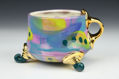 Short Mug with Pastels and Gold