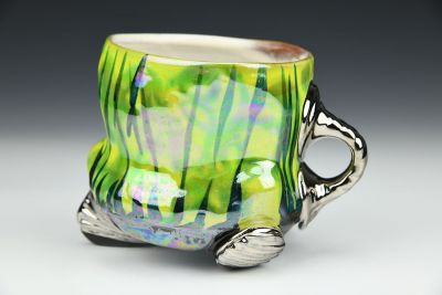 Lime Green and Stripes with Pearl and White Gold
