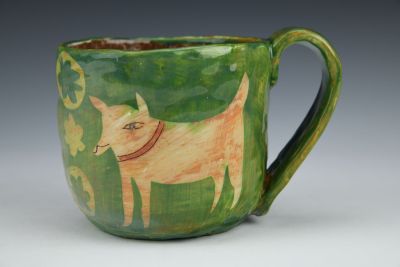 Dark Green Mug with Dogs