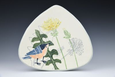 Nuthatch and Dandelion Dessert Plate