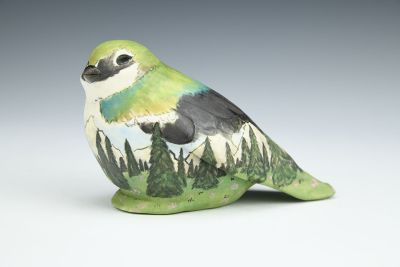Violet Green Swallow with Mountain Landscape