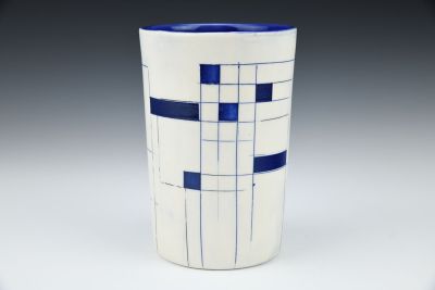 Tall Blue Grid Cup
