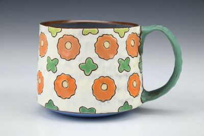 Small Pink Blossom Mug with Green X's