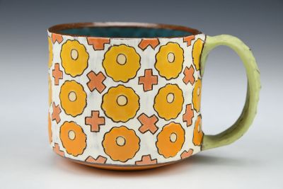 Small Yellow Blossom Mug with Peachy X's