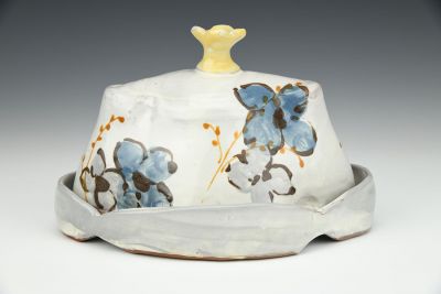 Blue and Grey Floral Butter Dish