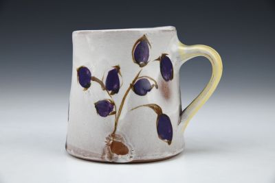 Purple Stems Mug with Yellow Handle