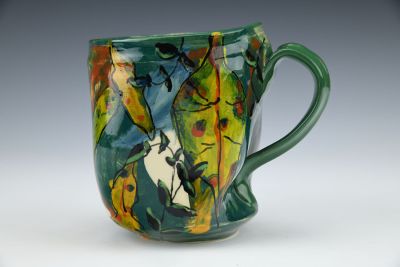 Green Mug with Croton Leaves
