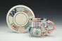 Mint and Pink Quilt Teacup and Saucer