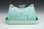 Aqua Butter Dish with Blue Bird
