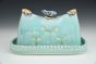 Aqua Butter Dish with Blue Bird