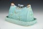 Aqua Butter Dish with Blue Bird