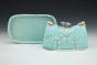 Aqua Butter Dish with Blue Bird