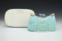 Aqua Butter Dish with Blue Bird