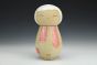 Kokeshi Inspired Vessel - Cheerful Pink Whimsical Landscape with White Hair