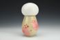 Kokeshi Inspired Vessel - Cheerful Pink Whimsical Landscape with White Hair