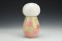 Kokeshi Inspired Vessel - Cheerful Pink Whimsical Landscape with White Hair
